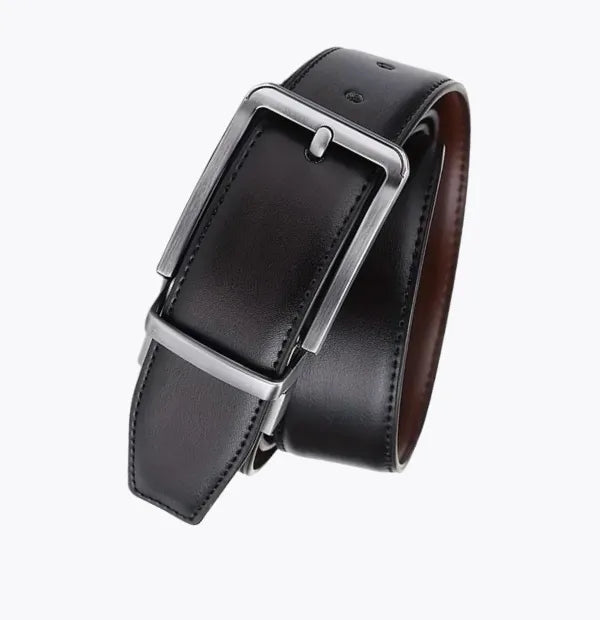 Men's Dress Belt Reversible 1.25" Wide Rotated Buckle